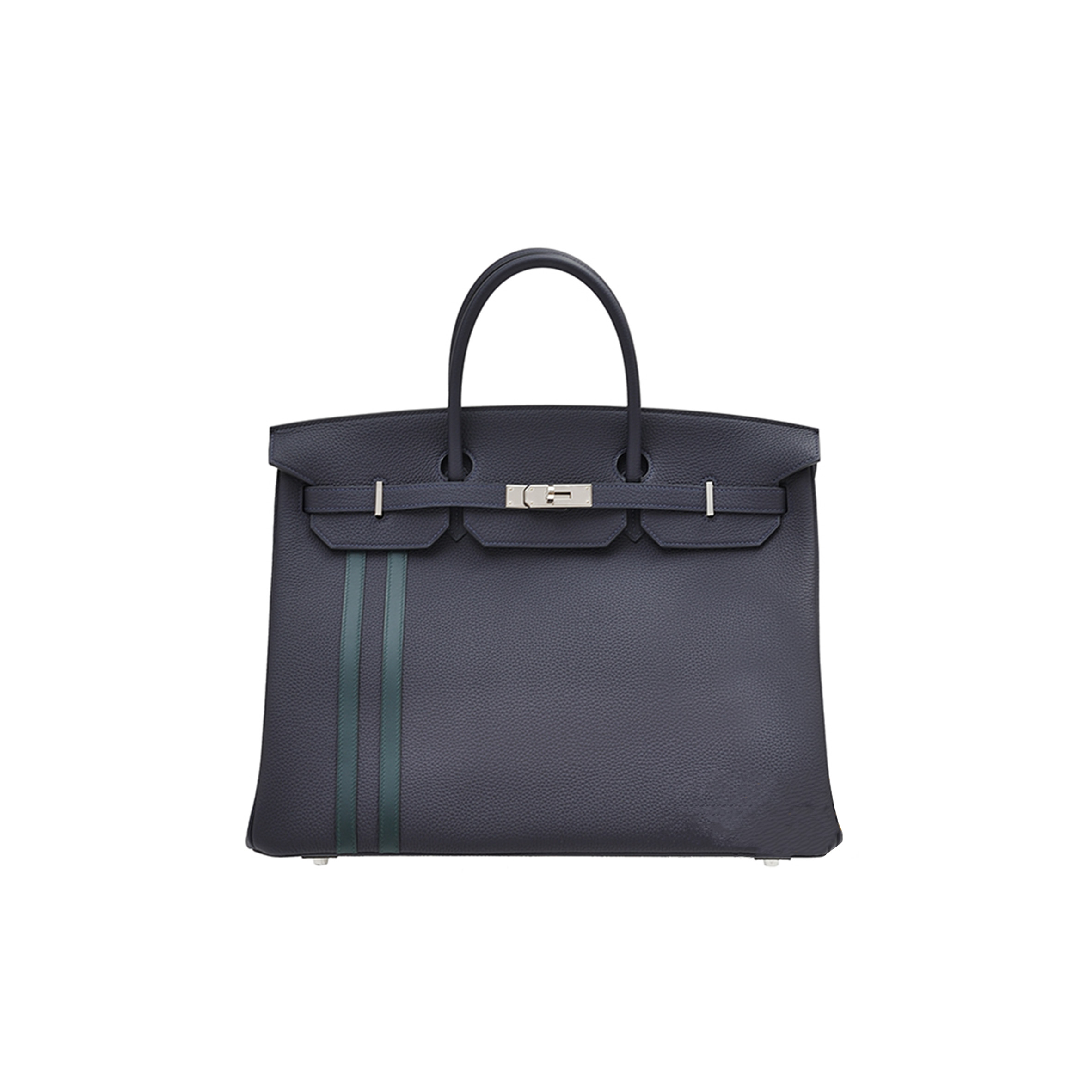 HERMES MASTER BIRKIN 30 TOGO LEATHER SAPPHIRE BLUE AND PEACOCK GREEN SILVER BUCKLE BAG H028365CK03 (30*22*15cm)